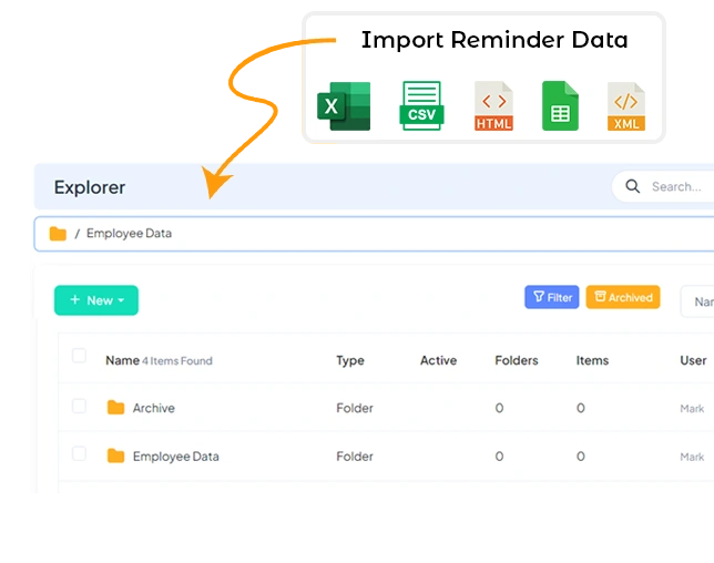 Remindax simple setup and exportable records